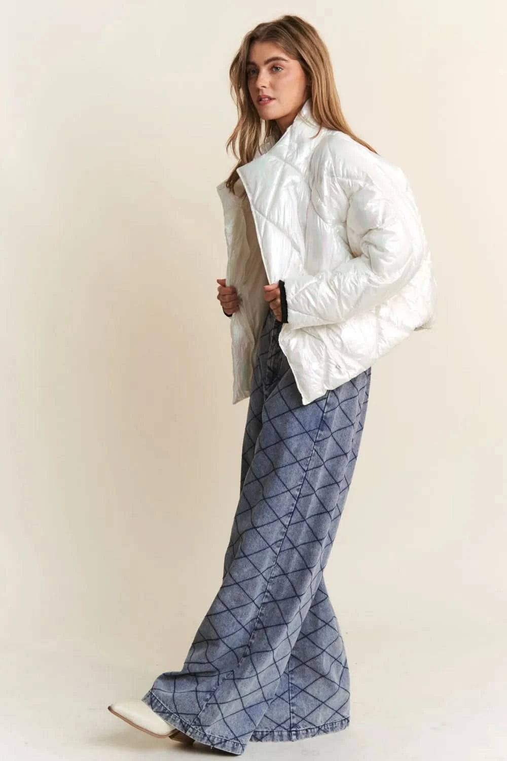 J.NNA Quilted Mock Neck Puffer Jacket in - photo