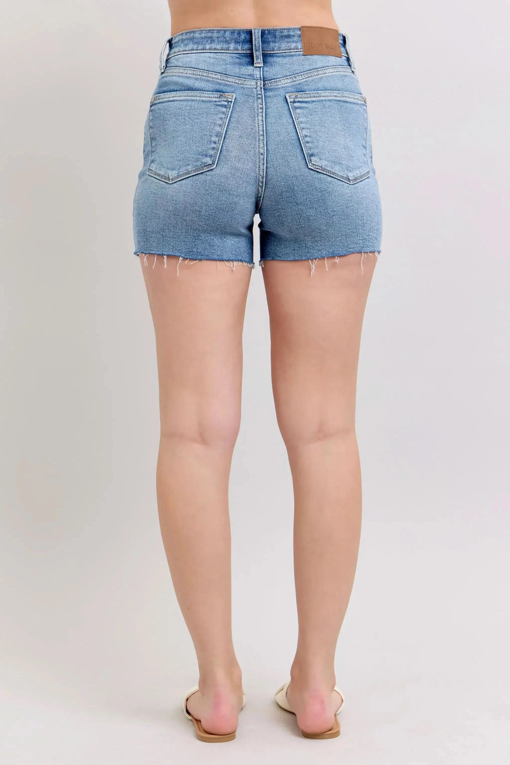 Judy Blue Full Size High Waist Denim Shorts W/stitch Over Destroy Detail Plus Size in - photo