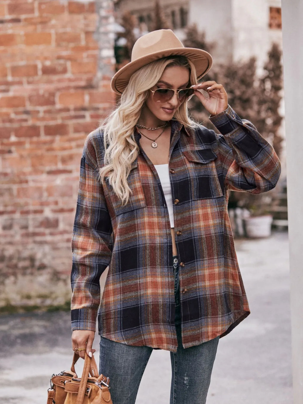 Plaid Button-Down Long Sleeve Shirt in - photo