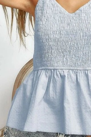 BiBi Eyelet Woven Sleeveless Elasticized Top - SwagglyLife Home & Fashion BiBi Eyelet Woven Sleeveless Elasticized Top - SwagglyLife Home & Fashion