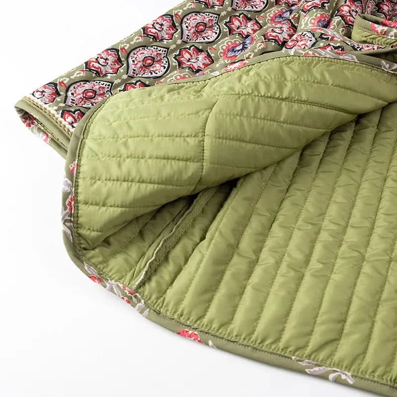 Belted Open Front Floral Winter Coat in - photo