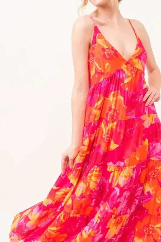 And The Why Floral Tiered Maxi Cami Dress with Pockets in - photo