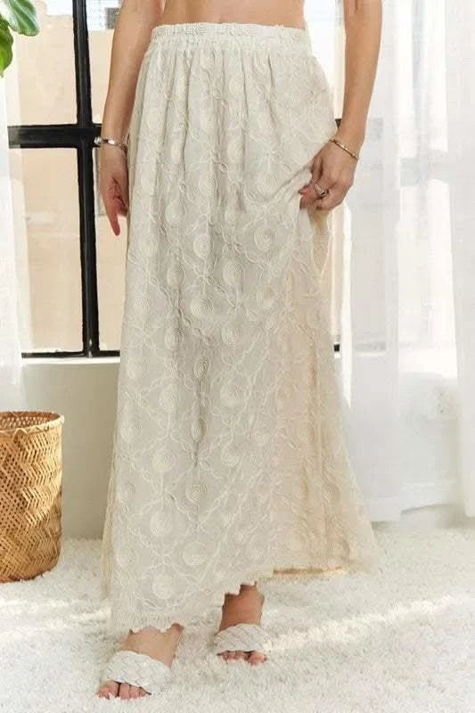 ADORA Elastic Waist Applique Maxi Skirt - SwagglyLife Home & Fashion