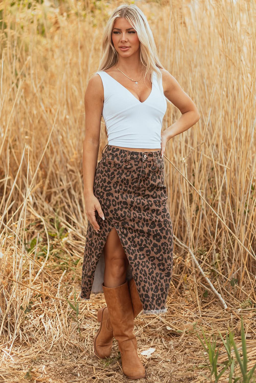 Jadecara Frayed Midi Skirt in - Skirts & Petticoat photo
