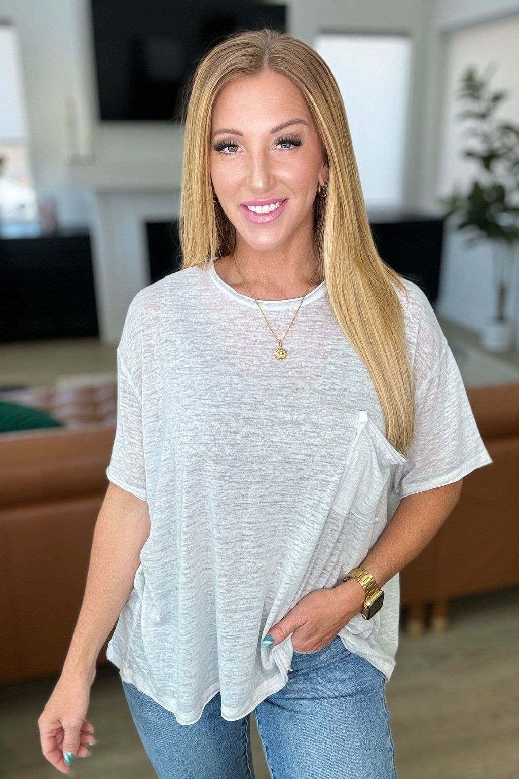 Close to Myself Patch Pocket Tee in Cement - SwagglyLife Home & Fashion