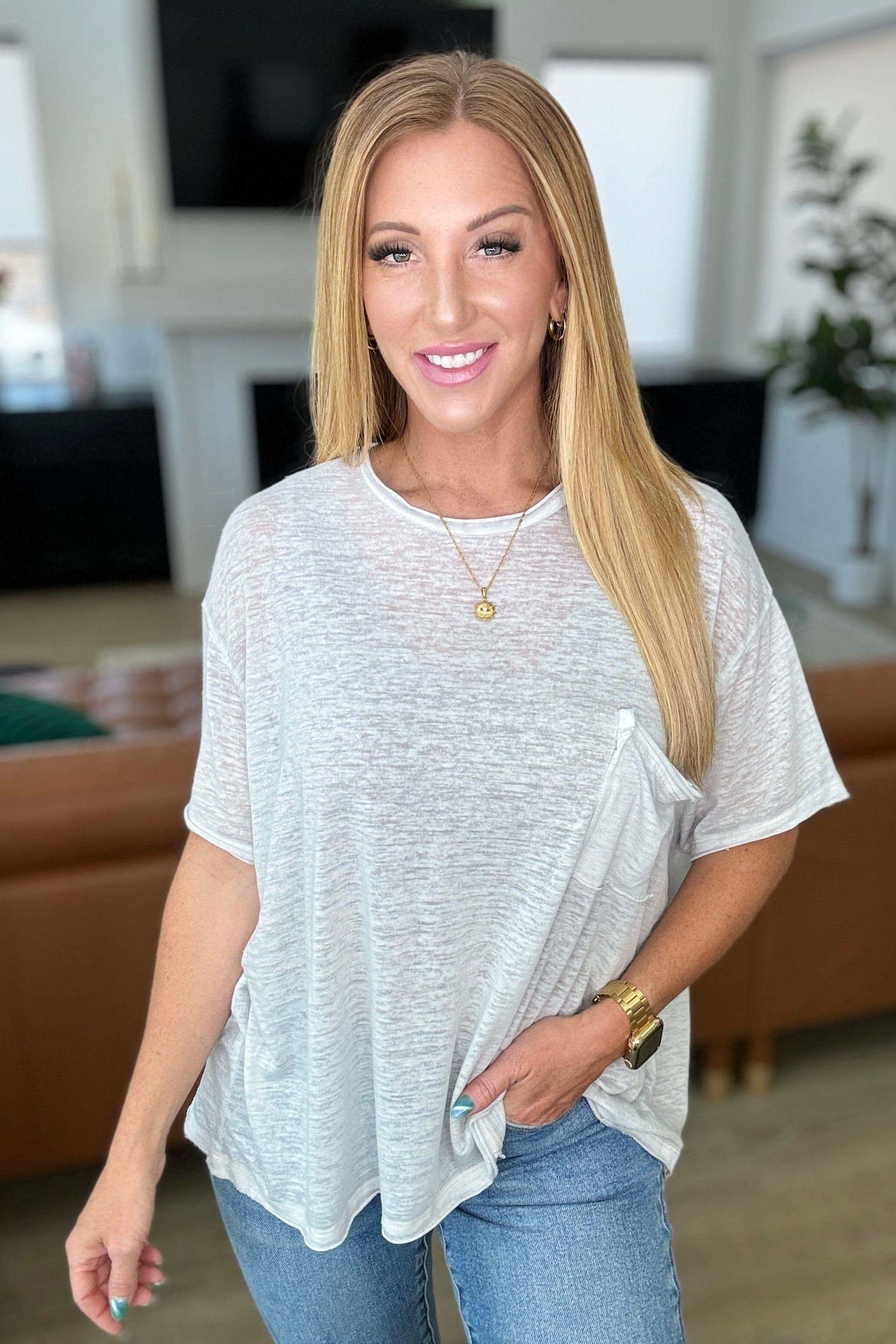 Close to Myself Patch Pocket Tee in Cement - SwagglyLife Home & Fashion