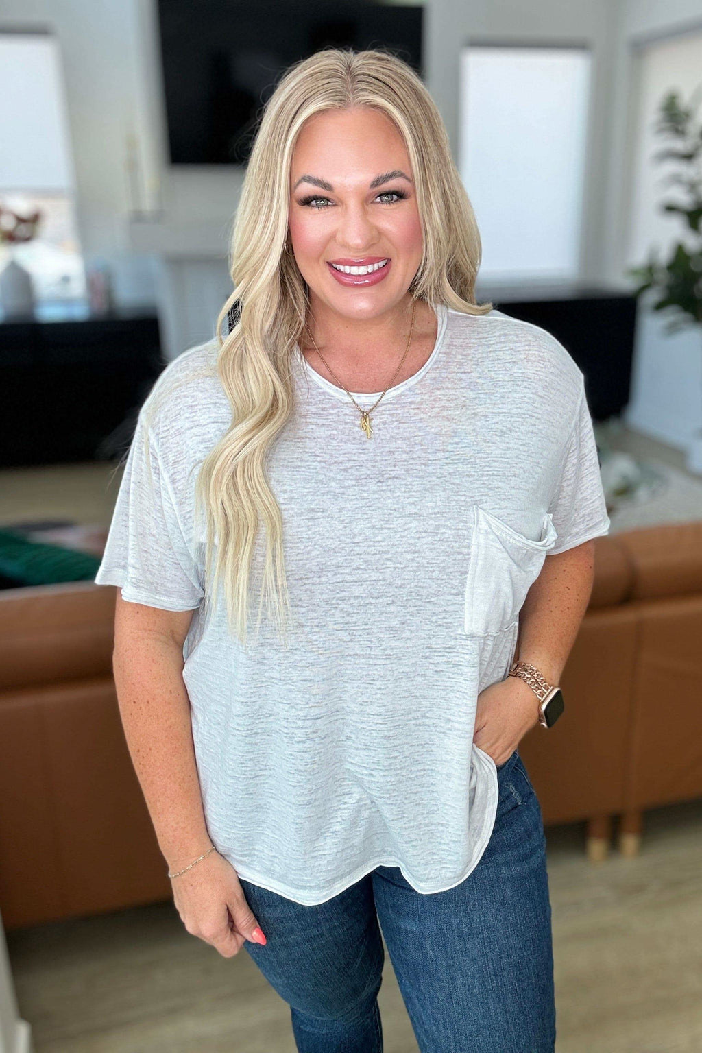 Close to Myself Patch Pocket Tee in Cement - SwagglyLife Home & Fashion