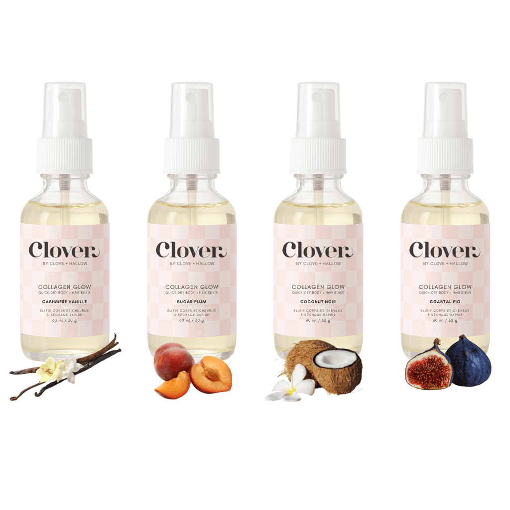 Collagen Glow Collection: Set of 4 Perfumed Quick-Dry Body + Hair Elixirs -