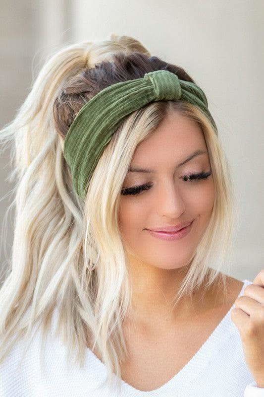 Corduroy Headwrap, Multiple Colors in Olive OneSize - Hair Accessories photo