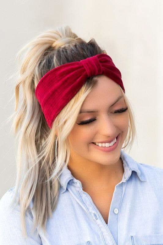 Corduroy Headwrap in Wine OneSize - Hair Accessories photo