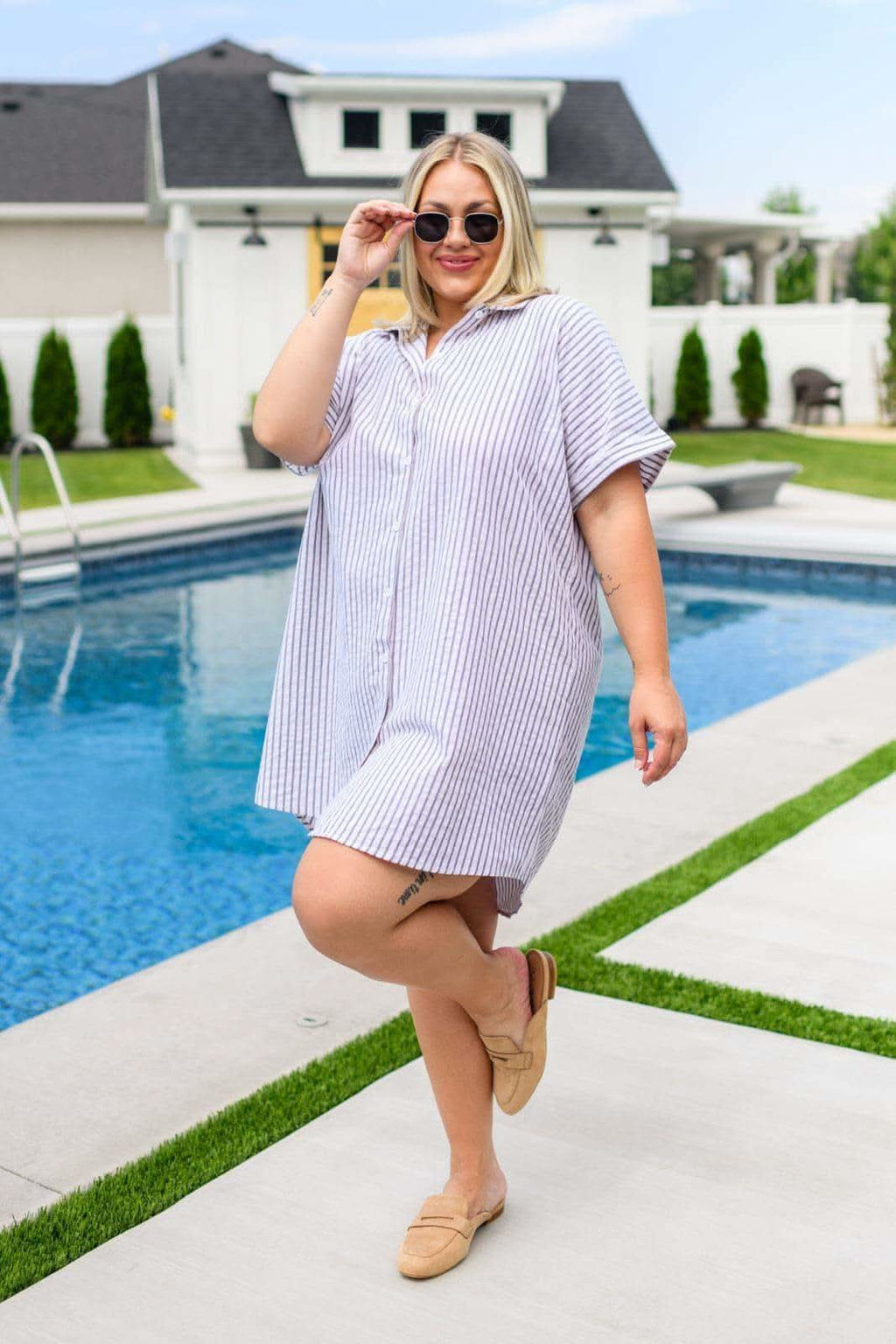 Cornelia Striped Shirt Dress in - Dresses photo
