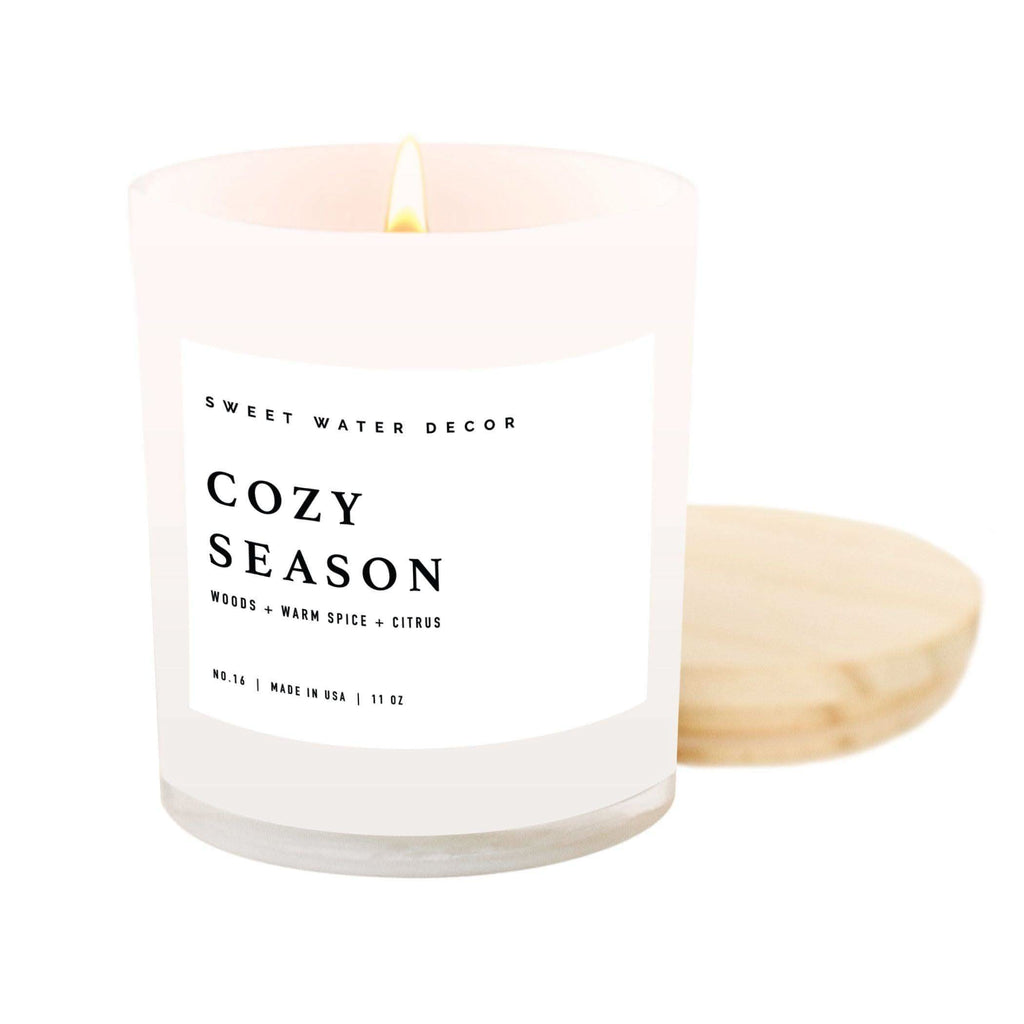 Cozy Season Soy Candle - White Jar - 11 oz in - Candles photo