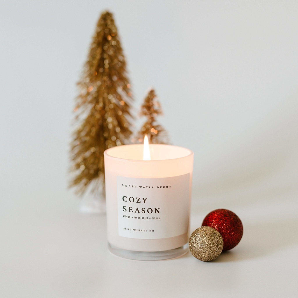 Cozy Season Soy Candle - White Jar - 11 oz in - Candles photo