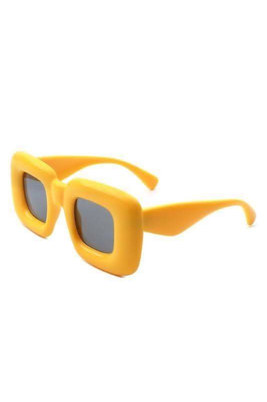 Cramilo Eyewear RAYNE - Y2K Square Inflated Chunky Retro Funny Sunglasses in Yellow OneSize - Sunglasses photo