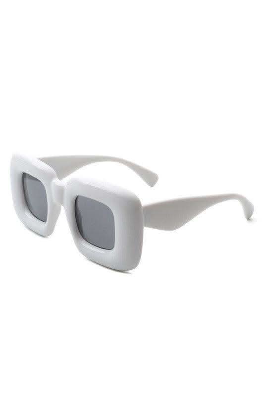 Cramilo Eyewear RAYNE - Y2K Square Inflated Chunky Retro Funny Sunglasses in White OneSize - Sunglasses photo