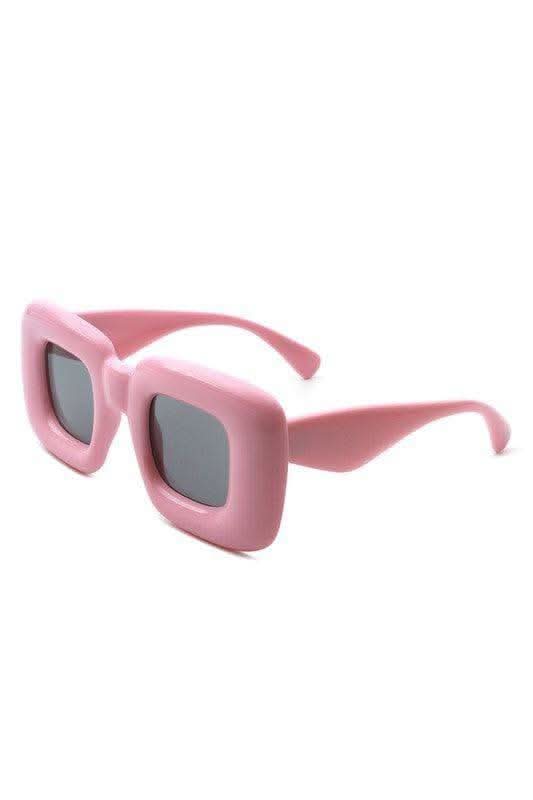 Cramilo Eyewear RAYNE - Y2K Square Inflated Chunky Retro Funny Sunglasses in Pink OneSize - Sunglasses photo