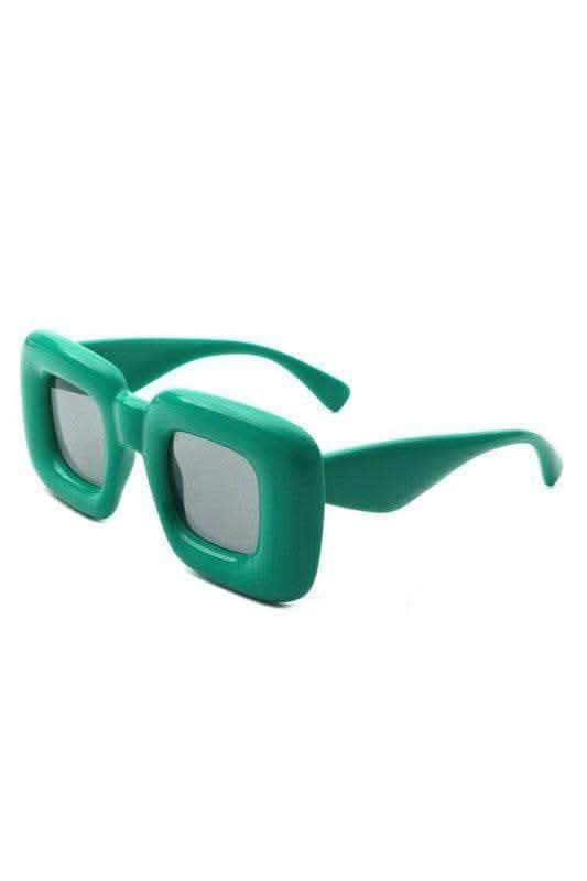 Cramilo Eyewear RAYNE - Y2K Square Inflated Chunky Retro Funny Sunglasses in Green OneSize - Sunglasses photo