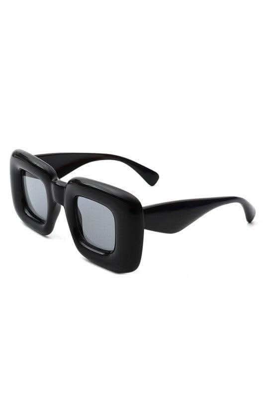 Cramilo Eyewear RAYNE - Y2K Square Inflated Chunky Retro Funny Sunglasses in Black OneSize - Sunglasses photo