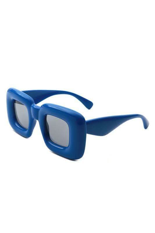 Cramilo Eyewear RAYNE - Y2K Square Inflated Chunky Retro Funny Sunglasses in Blue OneSize - Sunglasses photo