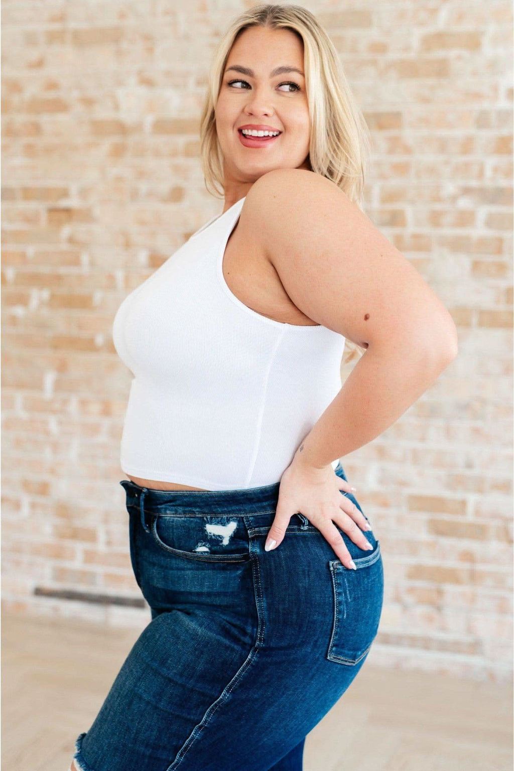 Cream of the Crop Rib Knit Tank Top in White in - Tops photo