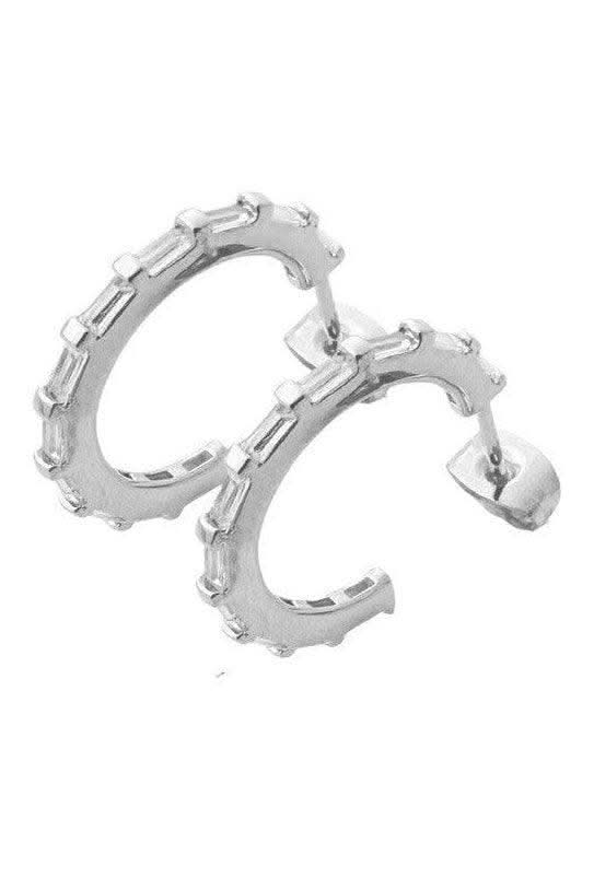 Crystal Baguette Hoops in - Earrings photo
