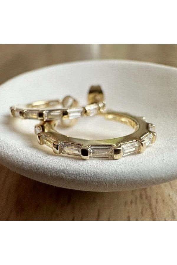 Crystal Baguette Hoops in - Earrings photo
