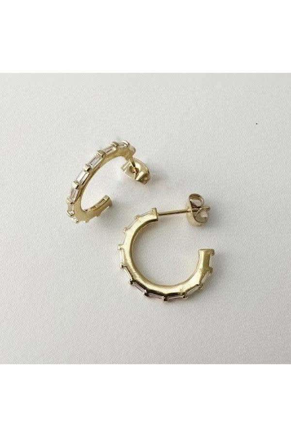 Crystal Baguette Hoops in - Earrings photo