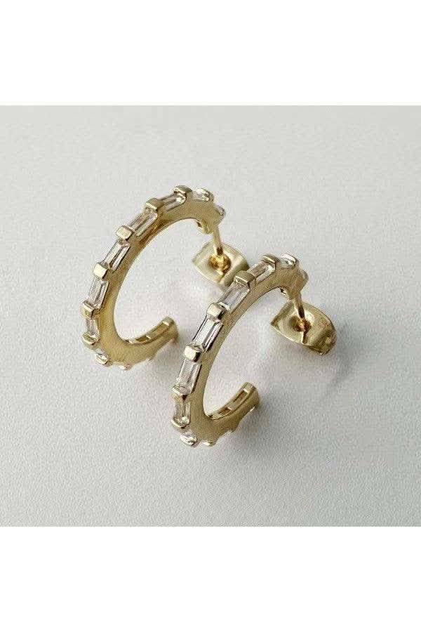 Crystal Baguette Hoops in - Earrings photo