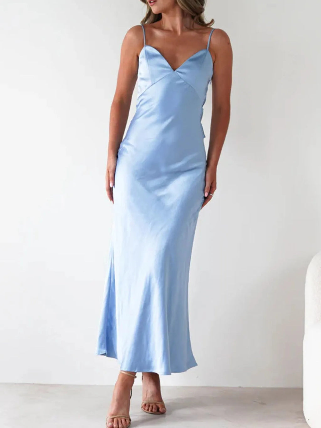 Satin Backless Cami Dress in - photo