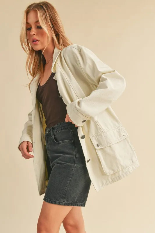 Aemi + Co Seam Detail Button Up Jacket with Pockets in - photo