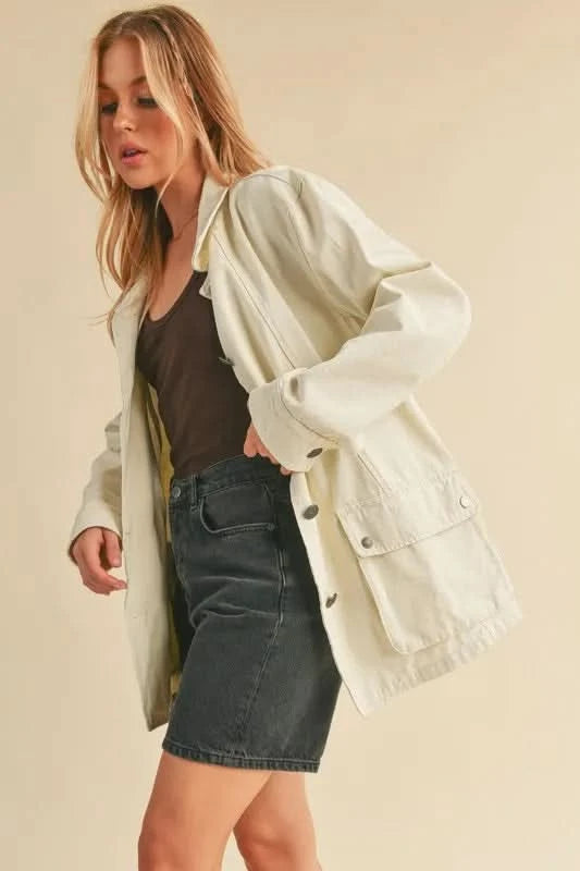 Aemi + Co Seam Detail Button Up Jacket with Pockets in - photo