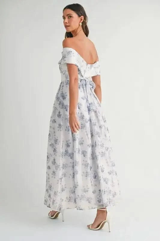 MABLE Floral Printed Off Shoulder Maxi Dress in - photo