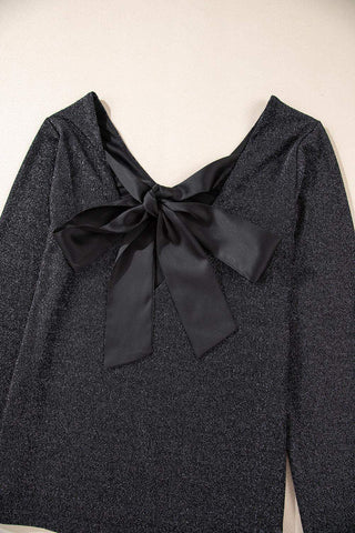 Bowknot V-Neck Long Sleeve Blouse - SwagglyLife Home & Fashion Bowknot V-Neck Long Sleeve Blouse - SwagglyLife Home & Fashion