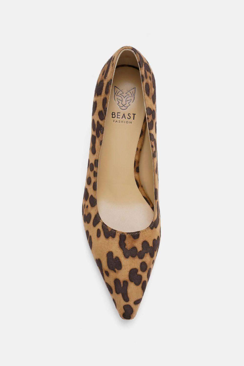 Beast Fashion Faux Suede Leopard Point Toe Pumps in Leopard - photo