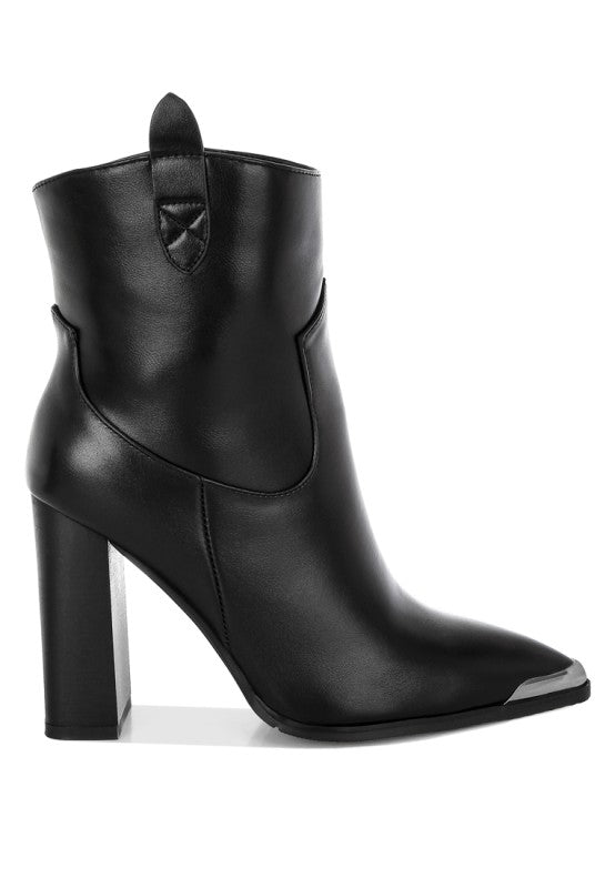 Hatter Pointed Toe Faux Leather Boots in - photo