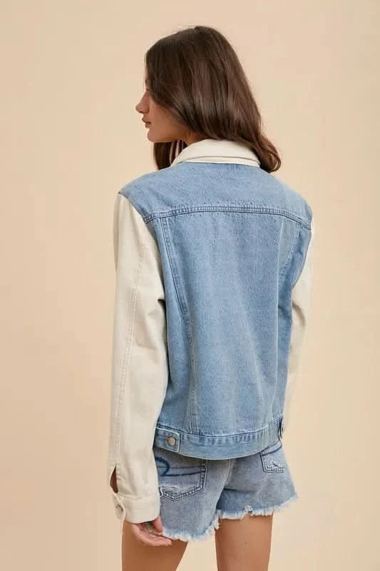 Annie Wear Collared Neck Double Placket Denim Jacket in - photo