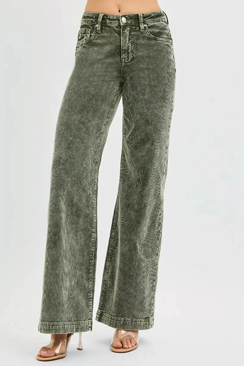 RISEN Full Size High Rise Wide Leg Corduroy Jeans Plus Size in - photo