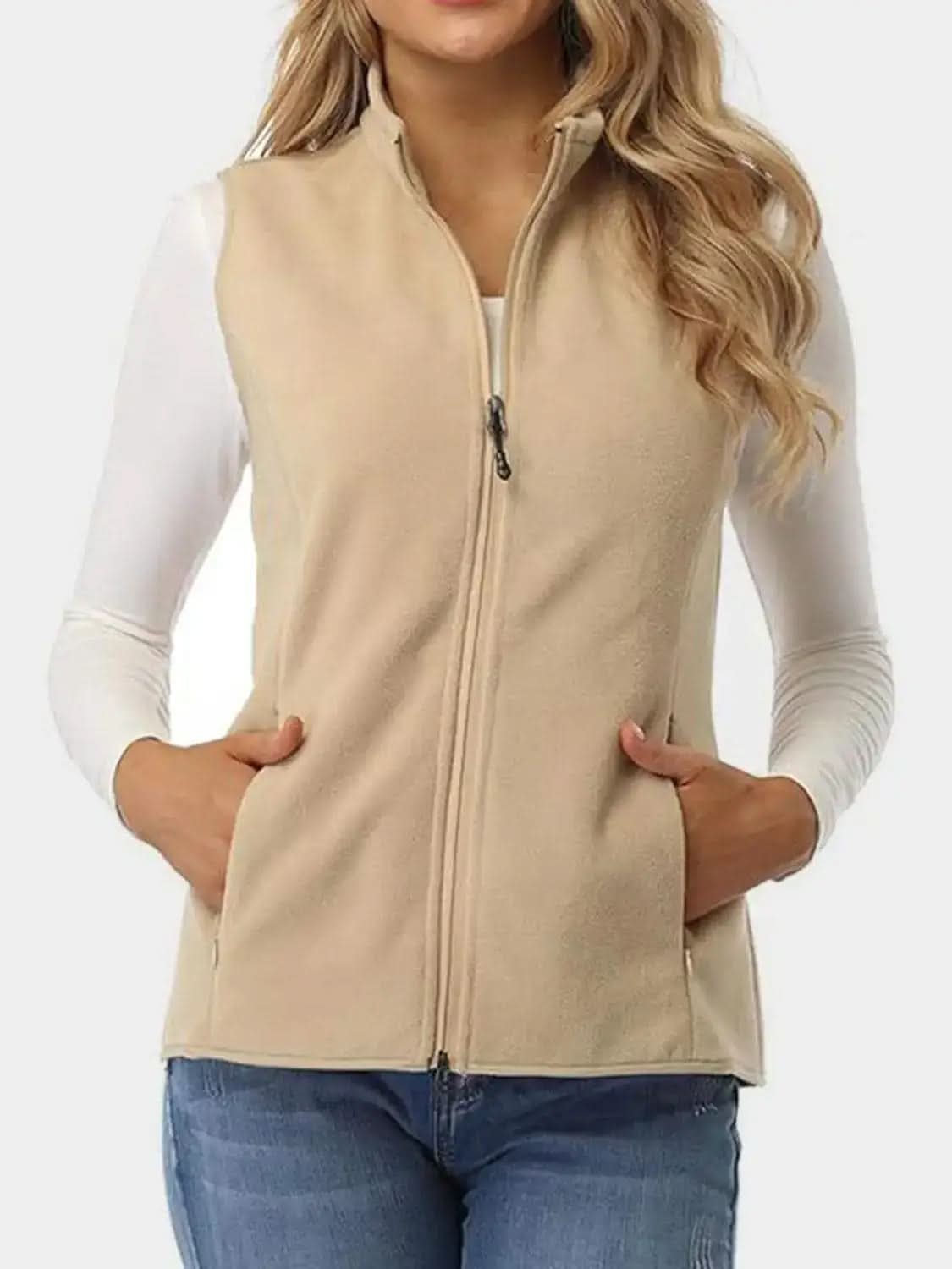 Zip Up Turtleneck Vest with Pockets - SwagglyLife Home & Fashion Zip Up Turtleneck Vest with Pockets - SwagglyLife Home & Fashion
