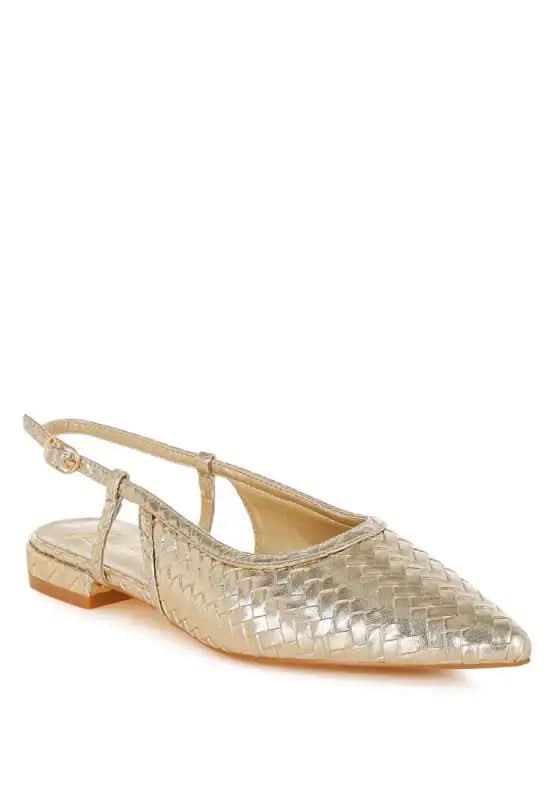 Kurina Metallic Woven Slingback Sandals in Gold - photo