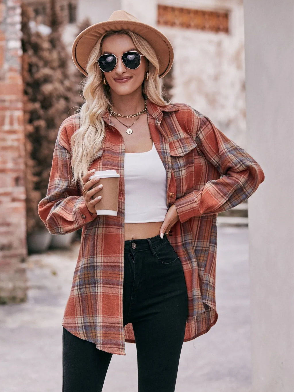 Plaid Button-Down Long Sleeve Shirt in - photo