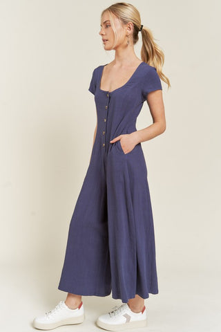 Linen Button Down Jumpuit - SwagglyLife Home & Fashion Linen Button Down Jumpuit - SwagglyLife Home & Fashion