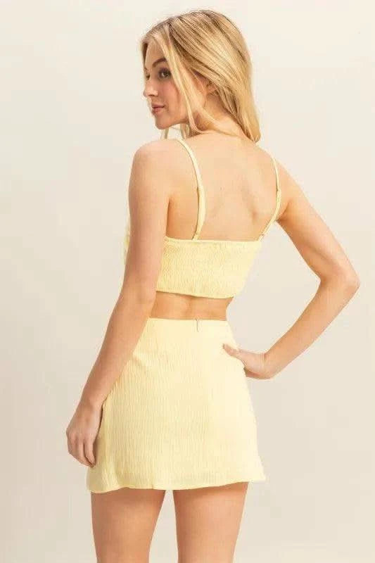 HYFVE Ruched Bra Top and Mini Skirt Set - SwagglyLife Home & Fashion