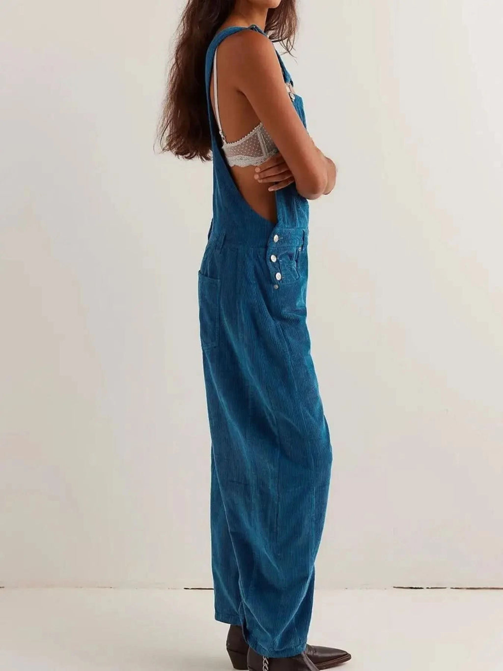 Corduroy Wide-Leg Overall with Adjustable Straps in - photo