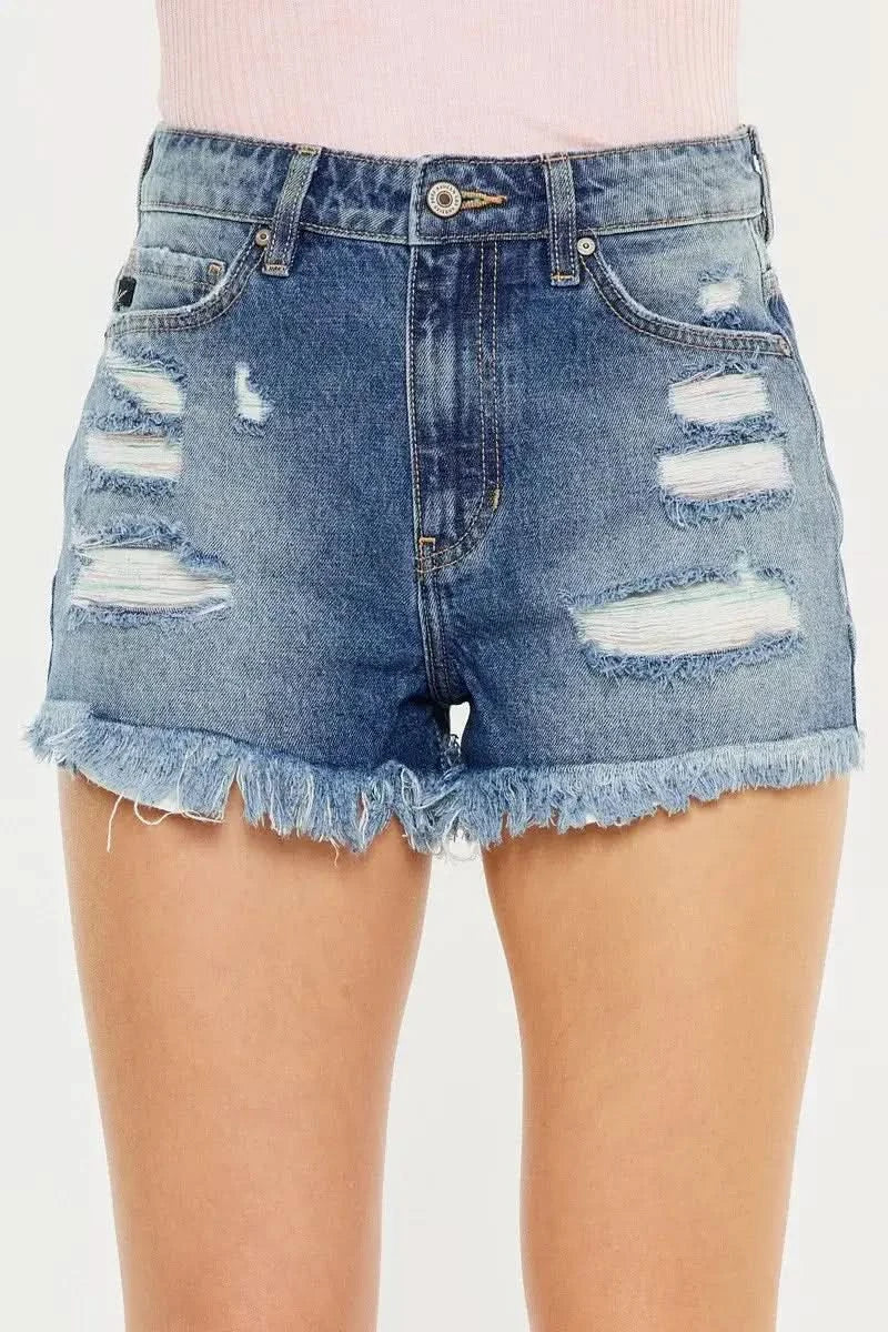 Kancan High Rise Raw Hem Denim Shorts in - photo