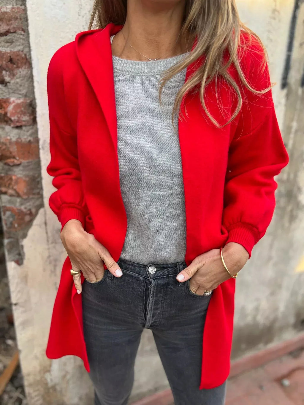 Full Size Open Front Drop Shoulder Hooded Cardigan Plus Size - SwagglyLife Home & Fashion