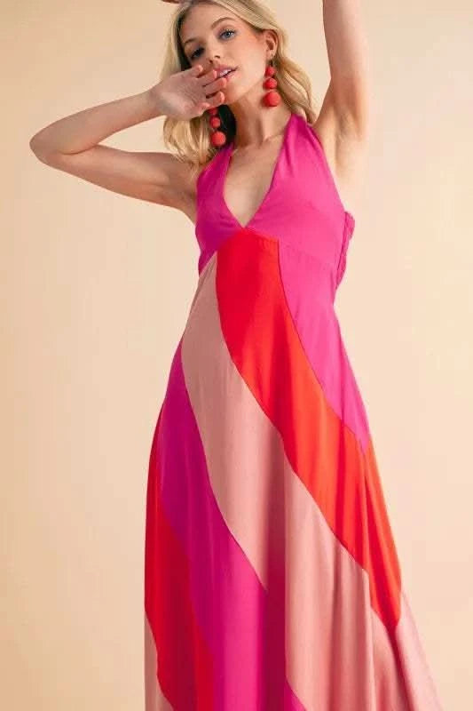 Aemi+Co Color Block Sleeveless Maxi Dress - SwagglyLife Home & Fashion