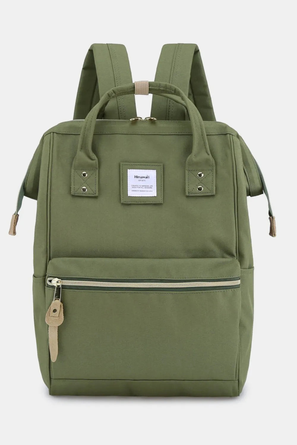 Himawari Waterproof Canvas Backpack Bag with Side Pockets in Olive One Size - photo