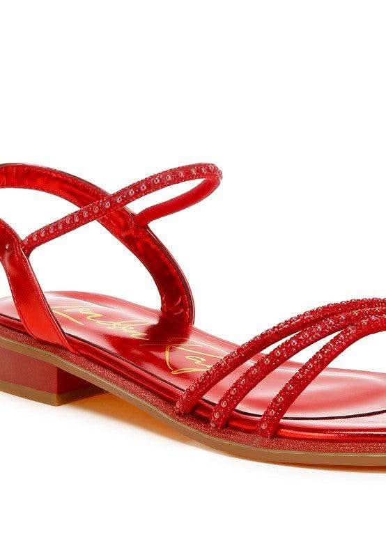 Nobbity Rhinestone Pearl Detail Flat Sandals - SwagglyLife Home & Fashion