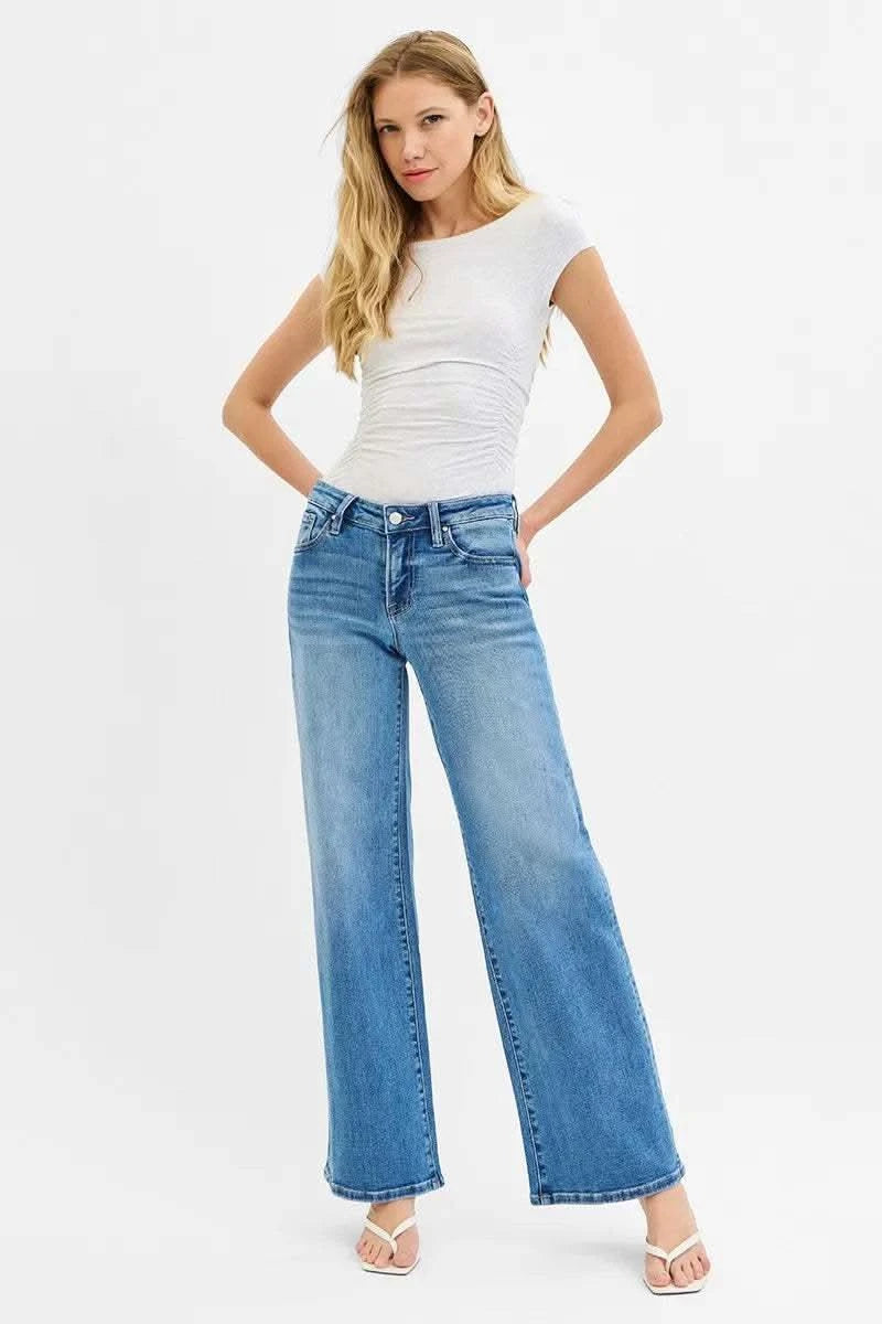 RISEN Full Size Low Rise Wide Leg Jeans Plus Size in - photo