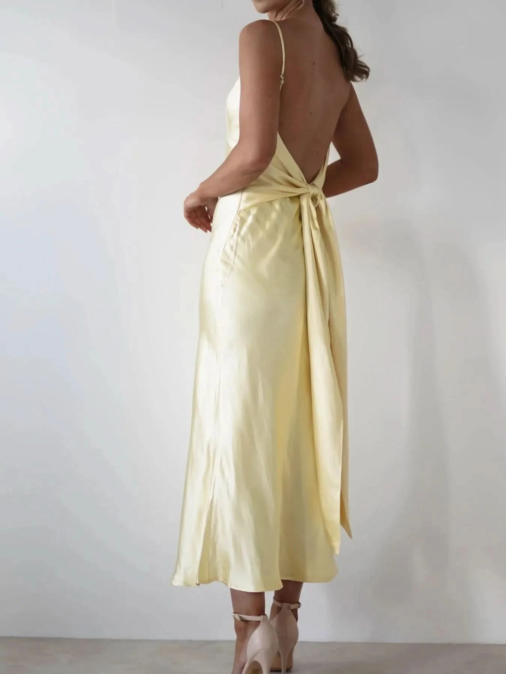 Satin Backless Cami Dress in - photo